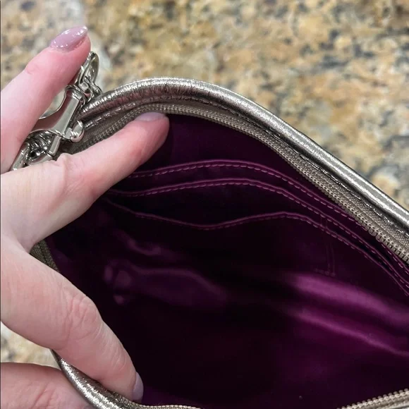 Coach Metallic Gold Shimmery Leather Wristlet Clutch - Picture 2 of 3